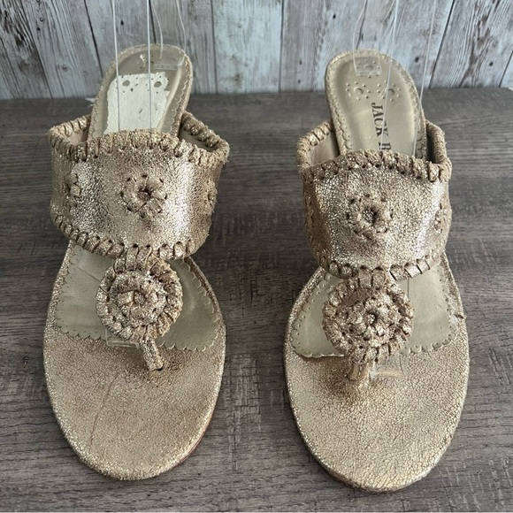 Jack Rogers Gold Maggie Kitten Heels 8.5 - Picture 1 of 10